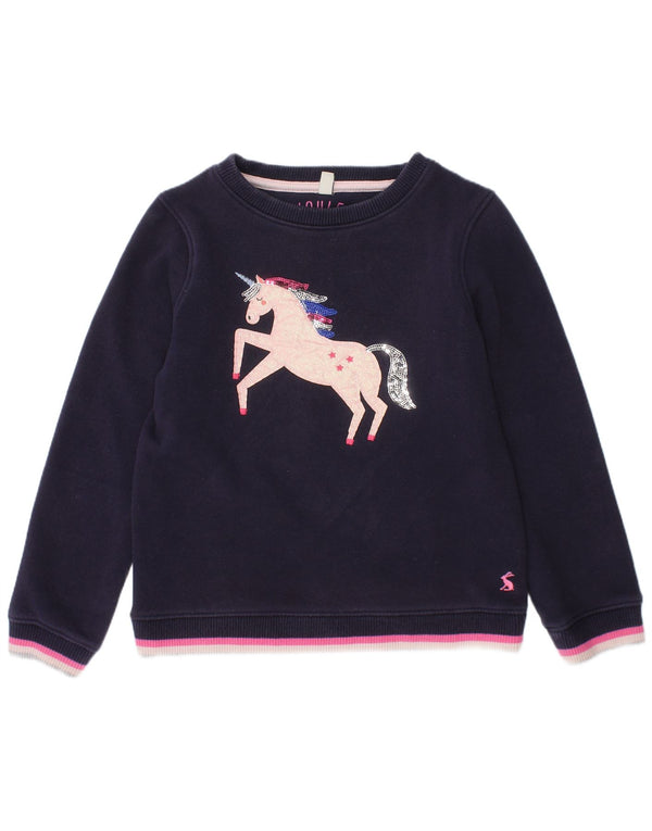 Felpa Joules per ragazze con unicorno, 7-8 anni, in poliestere blu navy