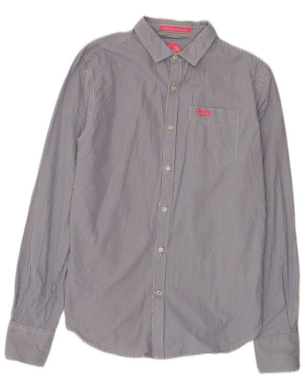 Camicia da uomo Superdry in cotone gessato blu medio