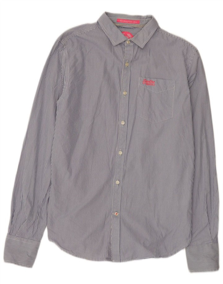 Camicia da uomo Superdry in cotone gessato blu medio
