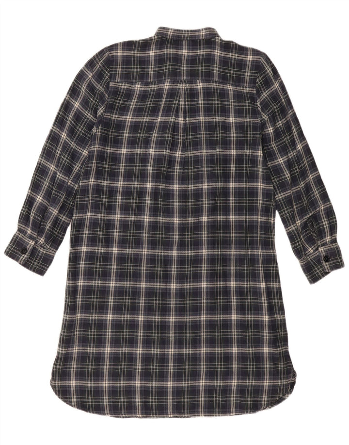 Polo Ralph Lauren Abito a camicia da donna con volant sul davanti, motivo a quadri blu navy medio