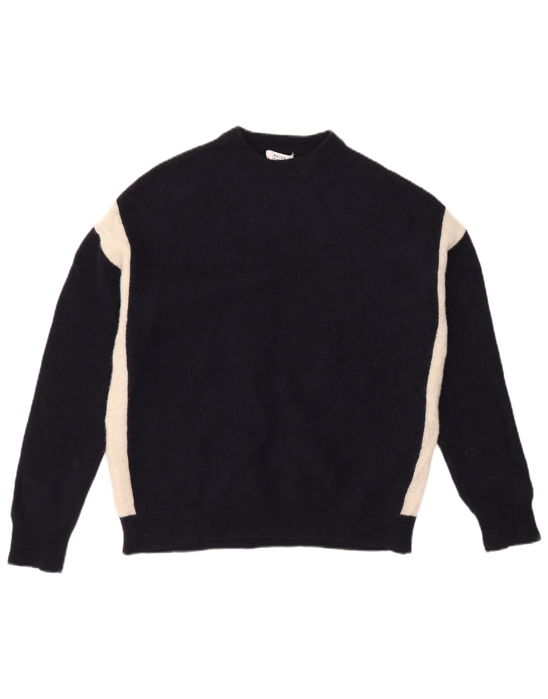 Maglione da uomo girocollo Reiss in lana color block medio blu navy