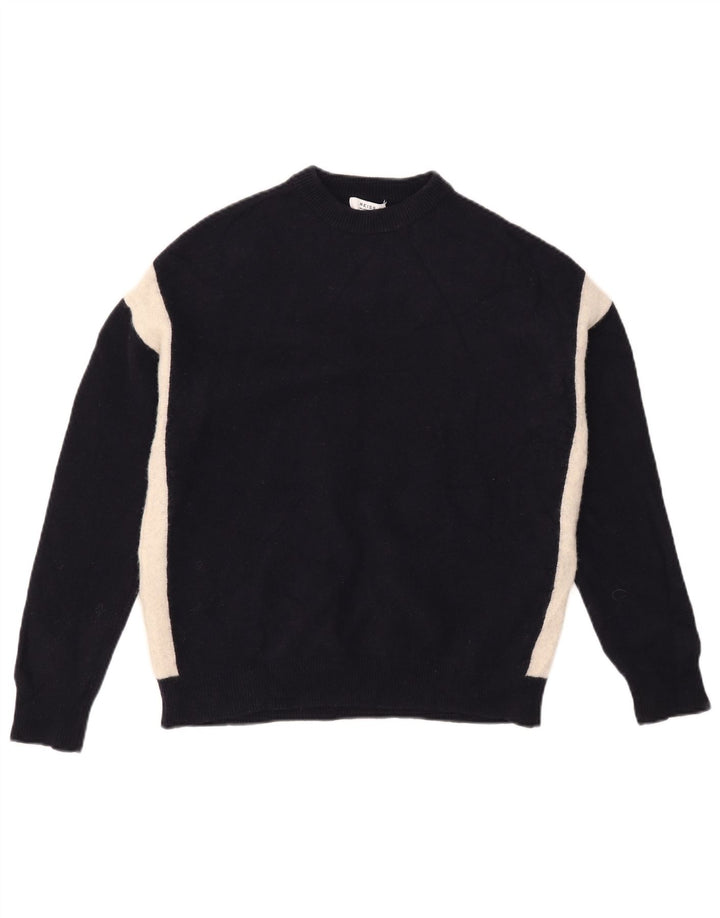 Maglione da uomo girocollo Reiss in lana color block medio blu navy