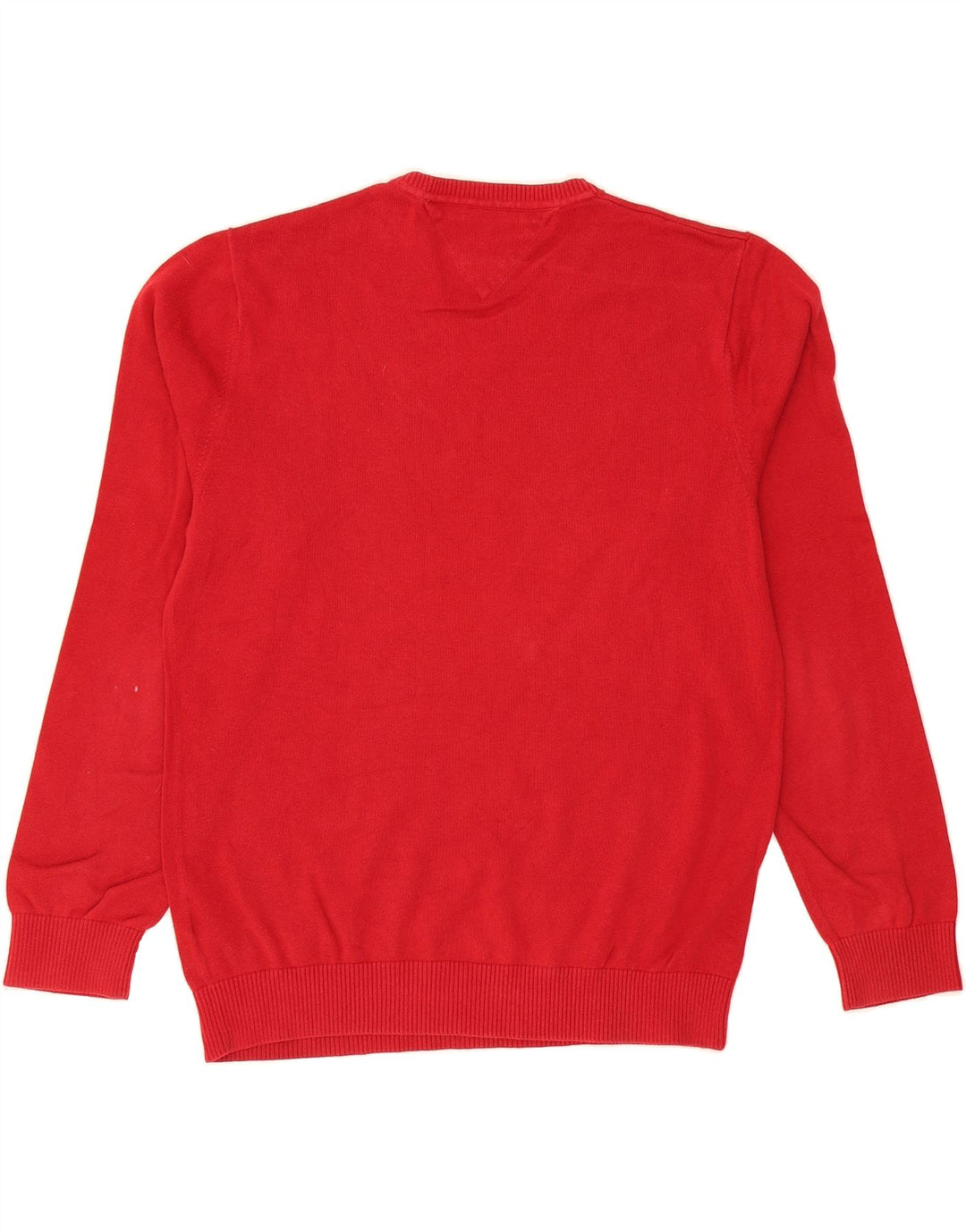 TOMMY HILFIGER Mens V-Neck Jumper Sweater Large Red Cotton Vintage Tommy Hilfiger and Second-Hand Tommy Hilfiger from Messina Hembry 