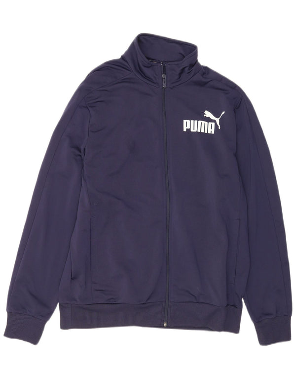 PUMA Mens Graphic Tracksuit Top Jacket Large Navy Blue Polyester