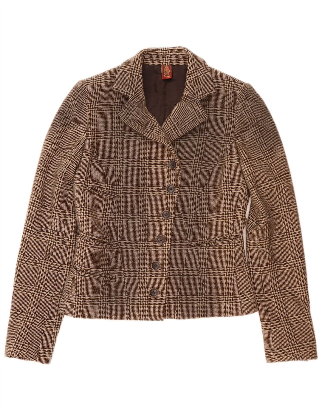 Dondup Giacca Blazer a 6 Bottoni da Donna IT 42 Lana Pied De Poule Marrone Medio