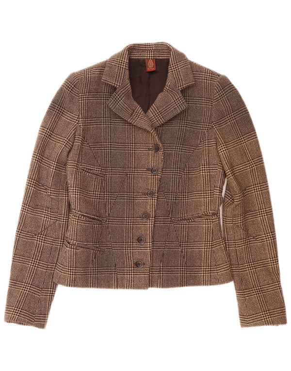 Dondup Giacca Blazer a 6 Bottoni da Donna IT 42 Lana Pied De Poule Marrone Medio