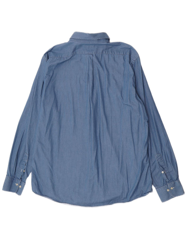 Camicia da uomo Ralph Lauren taglia 44 17 1/2 XL cotone blu