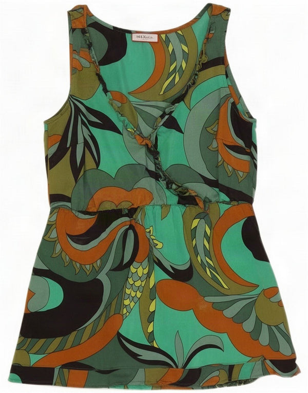 Max & Co. Camicetta senza maniche da donna Top UK 10 Small Green Paisley Silk