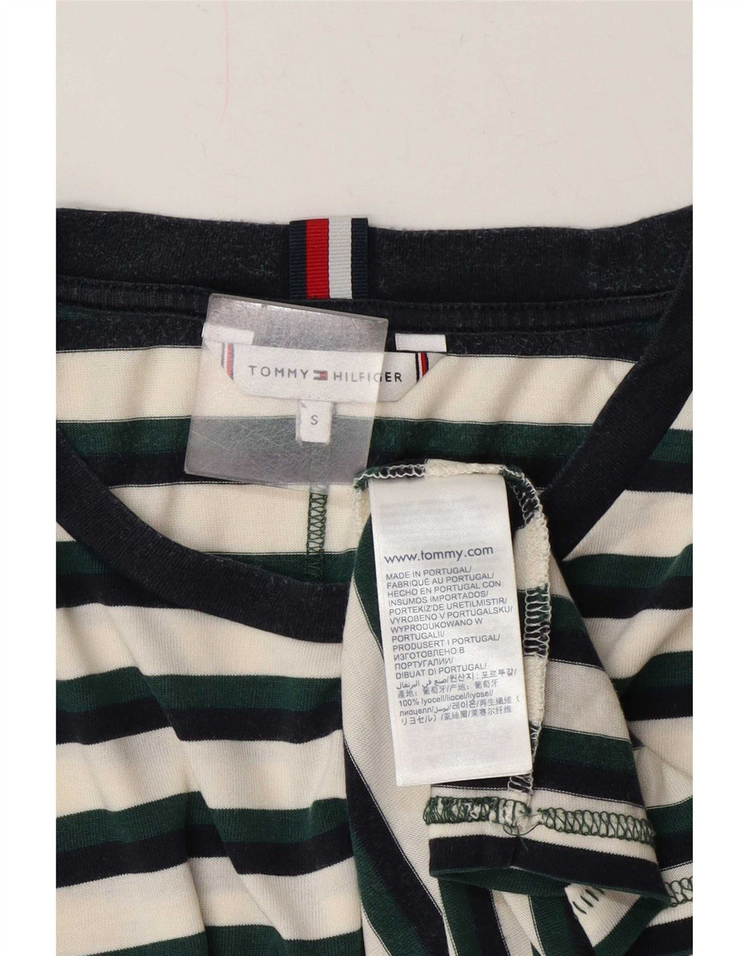 Tommy Hilfiger Uomo Top Manica Lunga Piccolo Lyocell a Righe Verdi