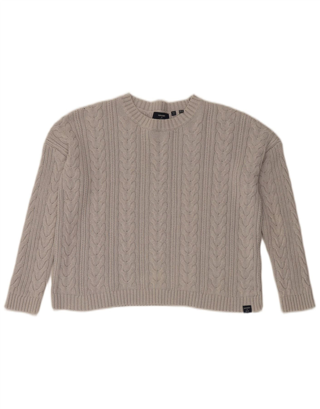 Maglione maglione girocollo oversize corto da donna Superdry UK 10 piccolo grigio
