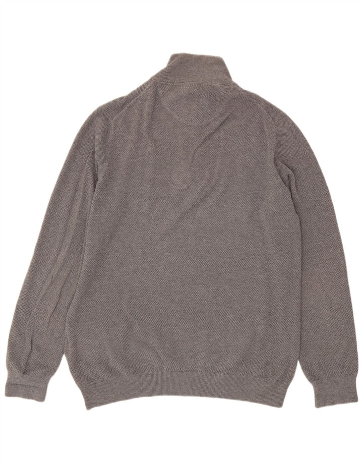 Gant Maglione da uomo con zip e collo grande in cotone grigio