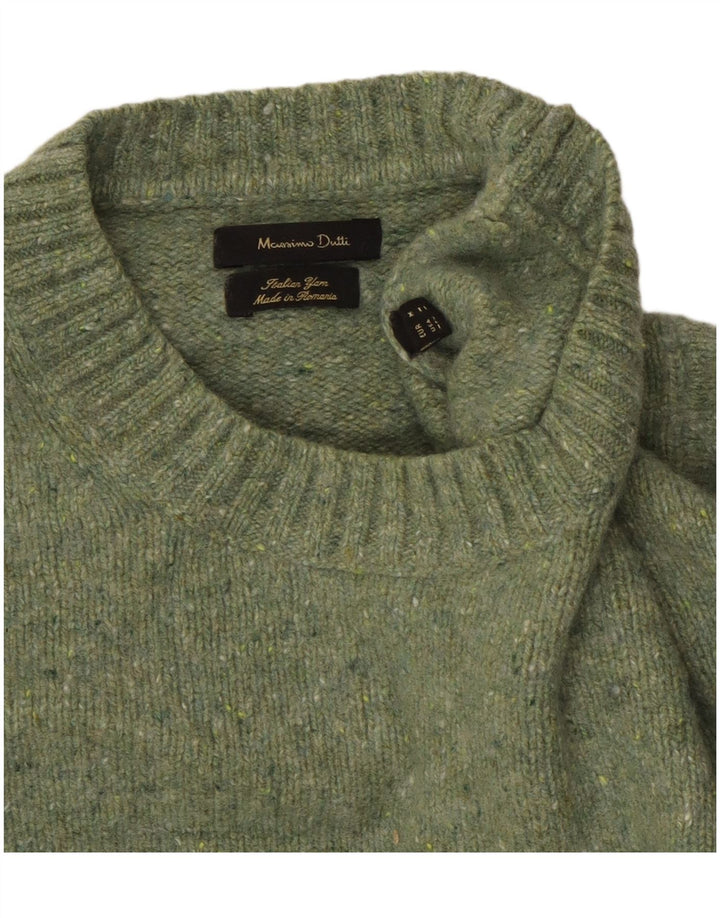 Maglione maglione girocollo da uomo Massimo Dutti verde medio screziato