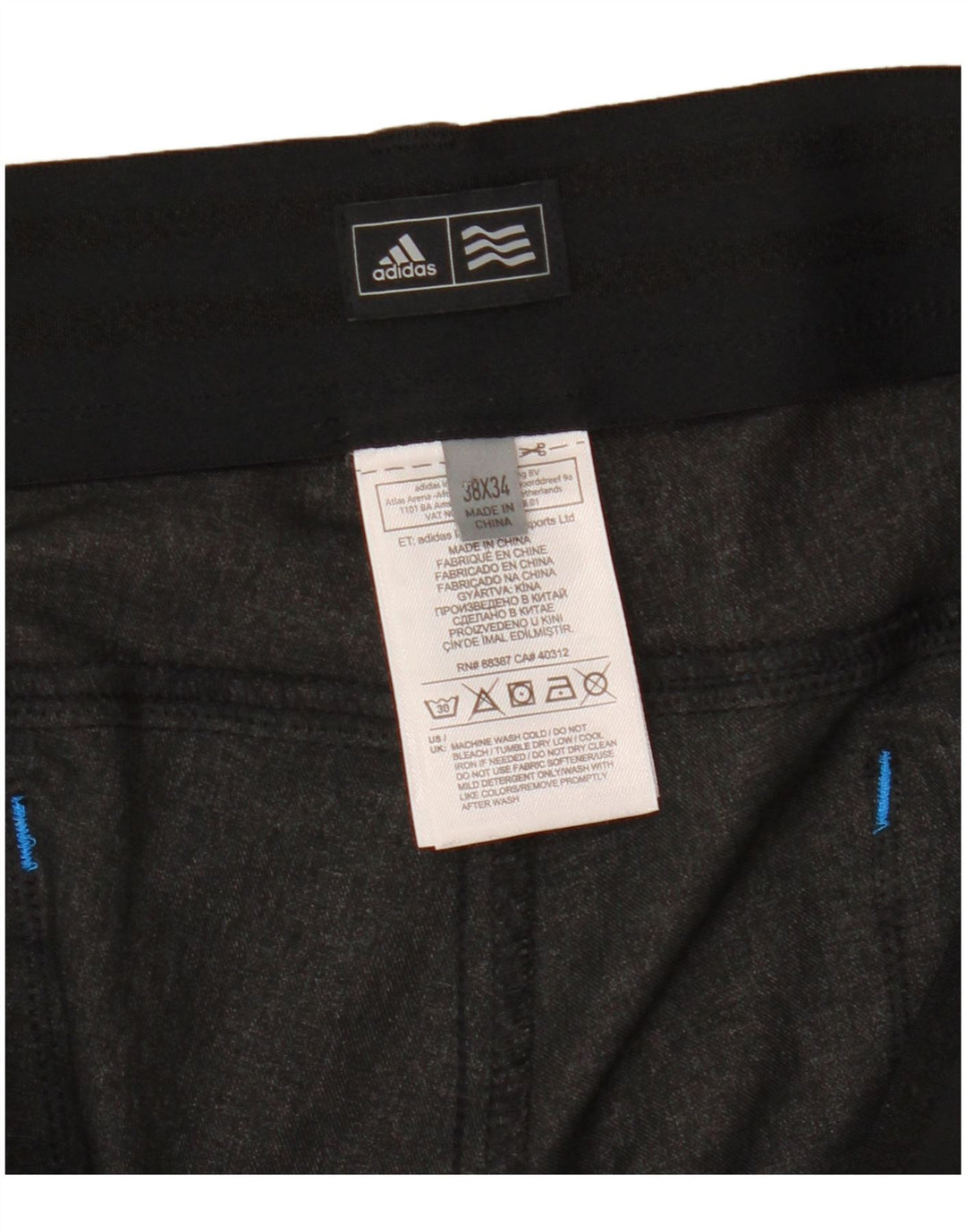 Pantaloni casual dritti da uomo Adidas W38 L34 poliestere grigio