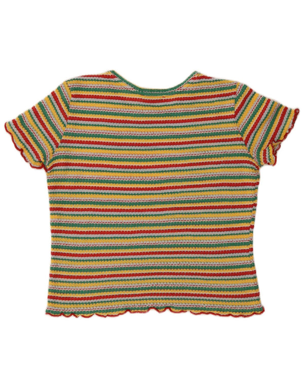 T-shirt corta da donna Zara UK 14 grande a righe multicolore