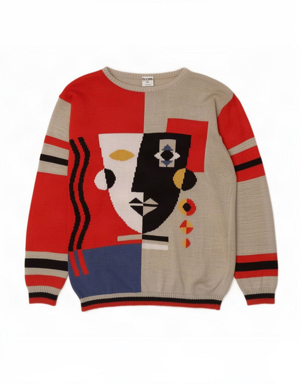 Maglione da donna con scollo a barca con grafica Lecomte UK 10 Piccolo grigio geometrico