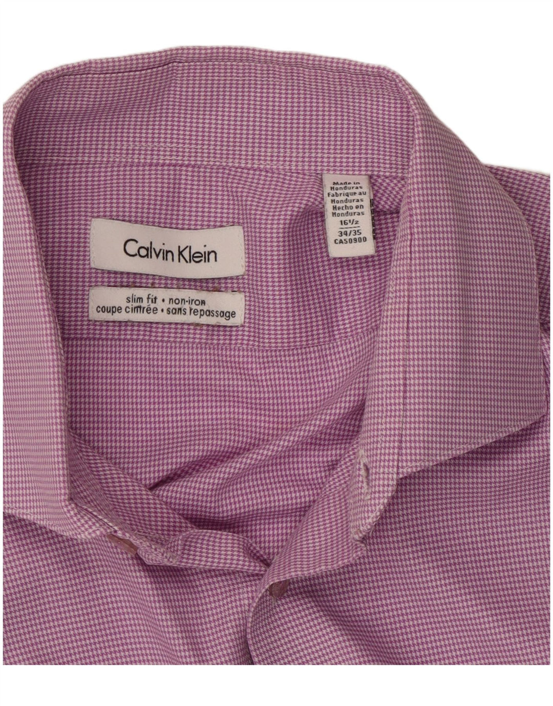 CALVIN KLEIN Camicia slim fit da uomo taglia 16 1/2 grande pied de poule viola