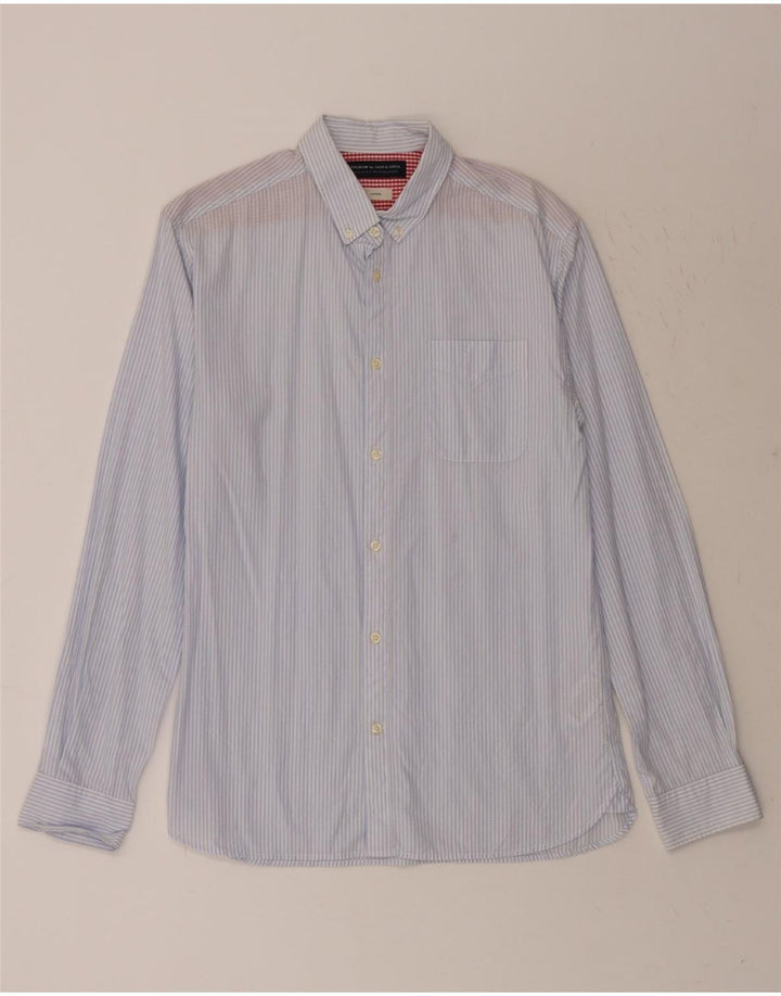 JACK & JONES Mens Shirt Large Blue Pinstripe Cotton Vintage Jack & Jones and Second-Hand Jack & Jones from Messina Hembry 