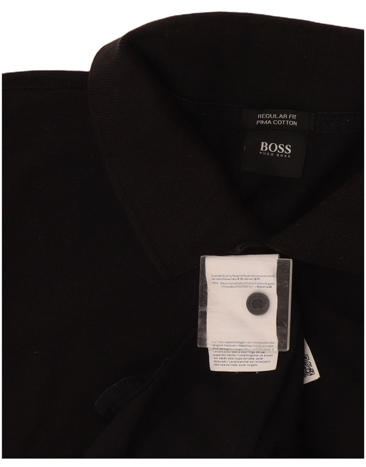 Polo HUGO BOSS da uomo vestibilità regolare in cotone nero medio