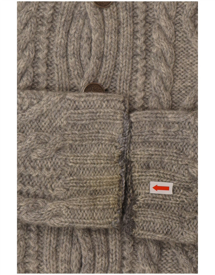 Maglione cardigan da donna VINTAGE UK 10 piccolo grigio