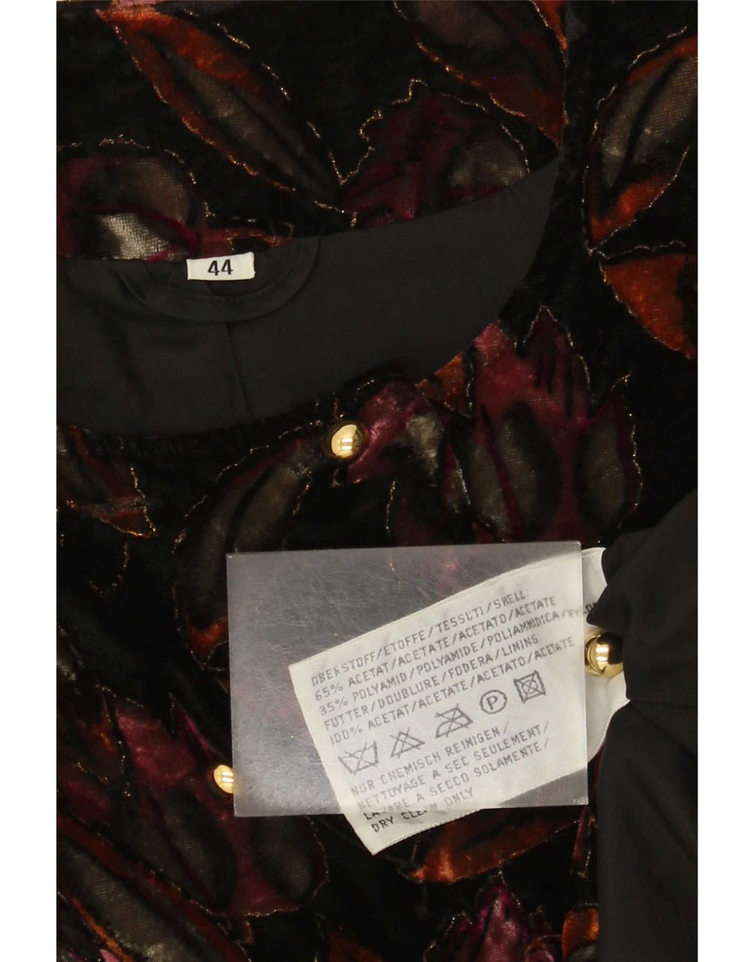 Giacca blazer vintage da donna in velluto IT 44 medio floreale multicolore