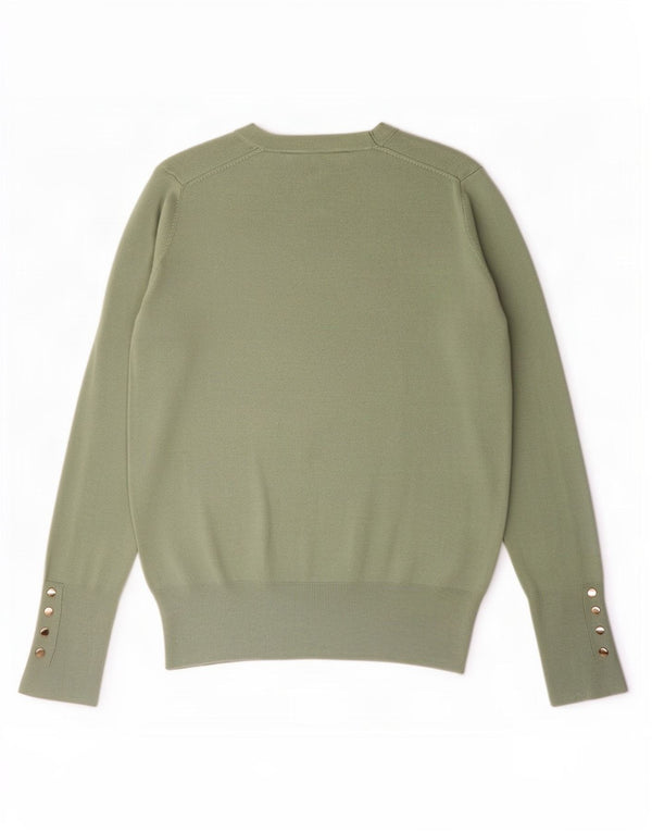 Zara Womens Crew Neck Jumper Sweater UK 10 Small Green Viscose