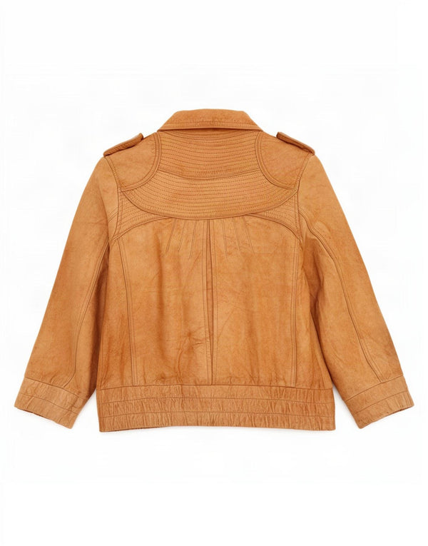 Giacca in pelle militare con maniche a 3/4 da donna Miss Selfridge UK 8 Small Beige