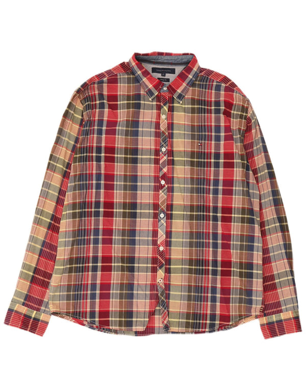 Tommy Hilfiger Camicia da uomo in flanella dal taglio vintage XL in cotone a quadri multicolore