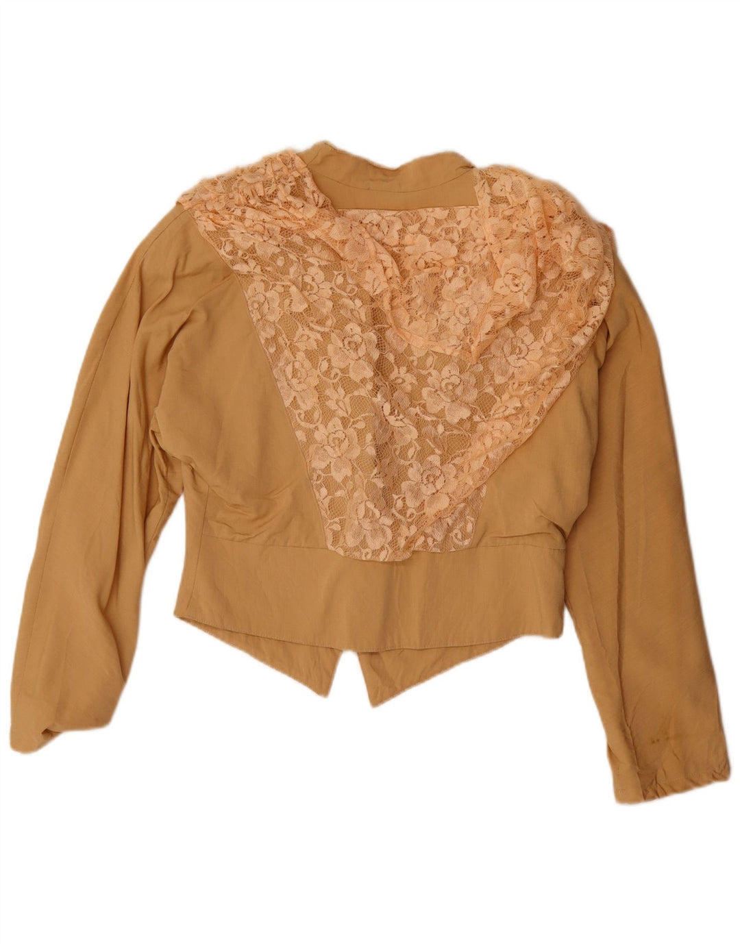 Giacca Bolero da donna vintage UK 14 lana floreale beige medio