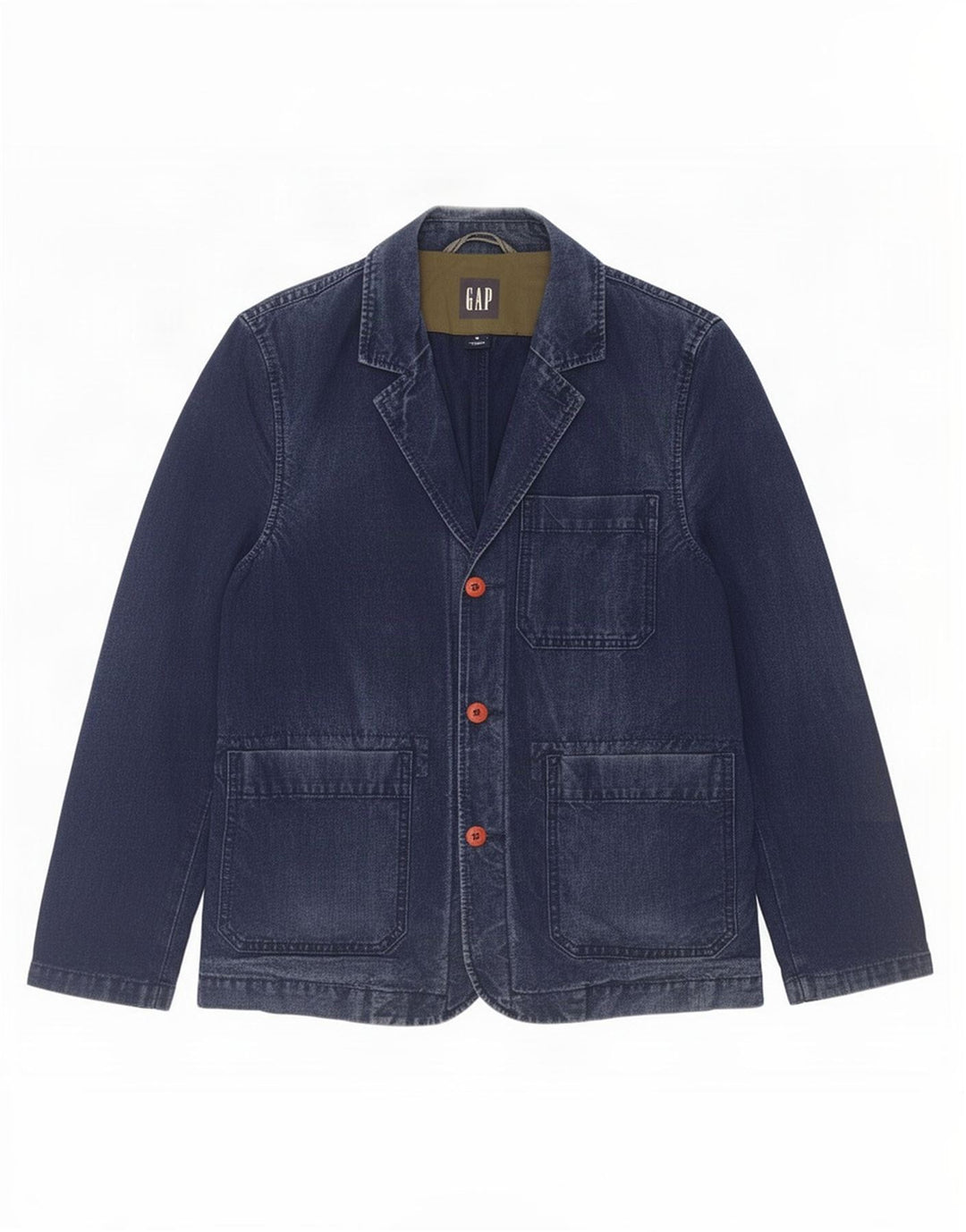 Giacca blazer in denim da uomo a 3 bottoni Gap UK 38 cotone medio blu navy