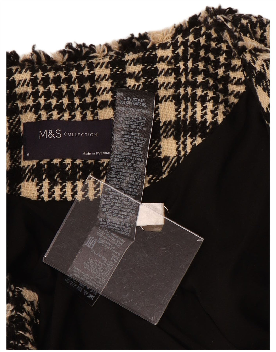 Giacca blazer da donna Marks & Spencer UK 6 XS poliestere scozzese nero