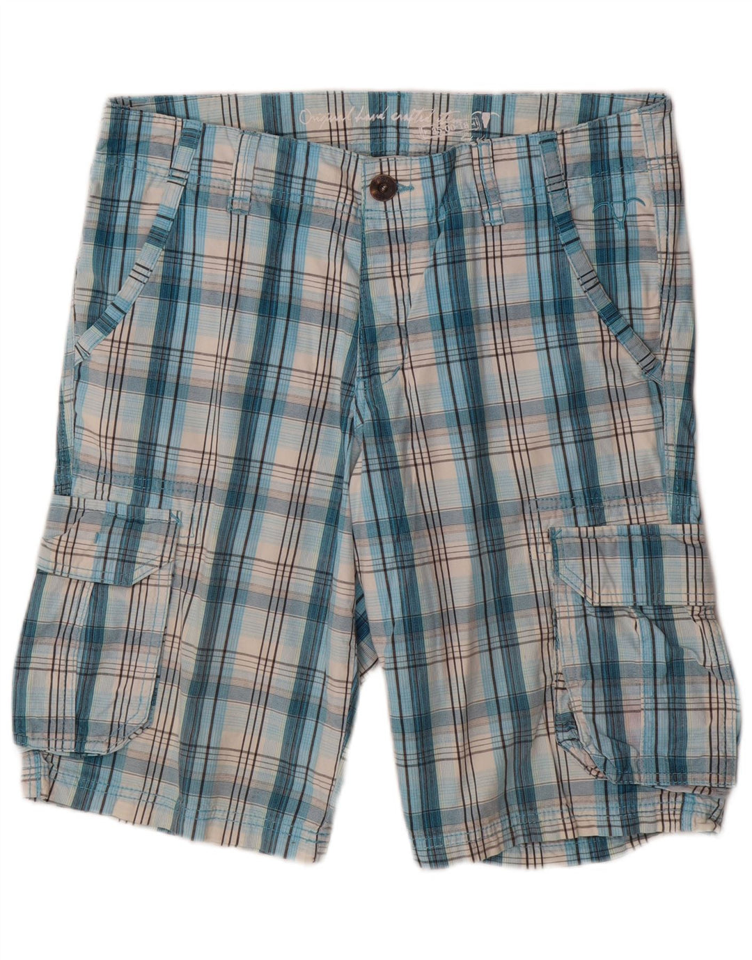 Pantaloncini cargo da uomo EDC W34 grandi quadri blu