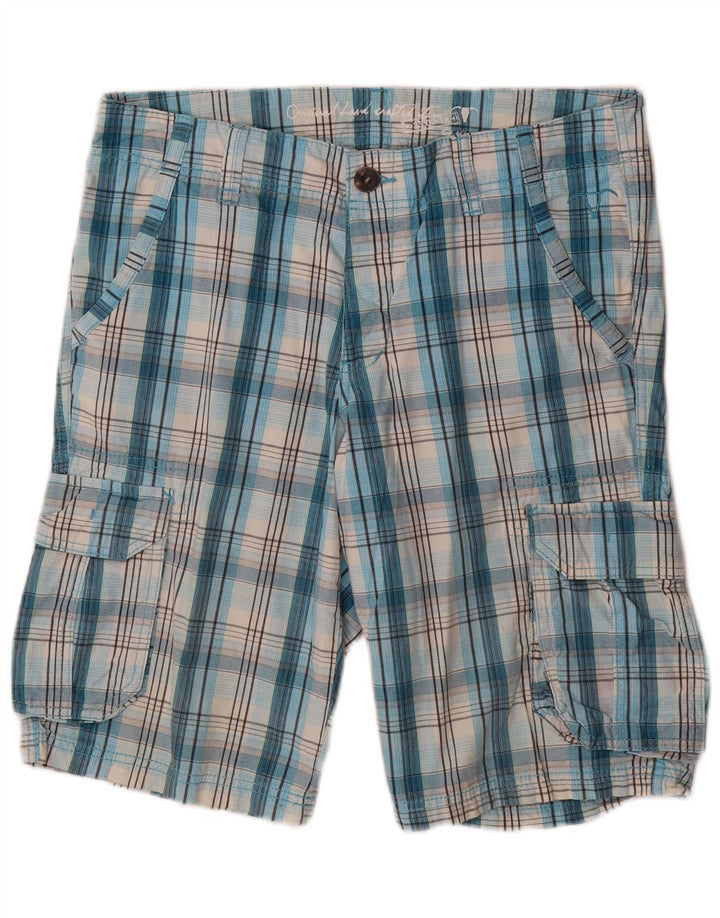Pantaloncini cargo da uomo EDC W34 grandi quadri blu