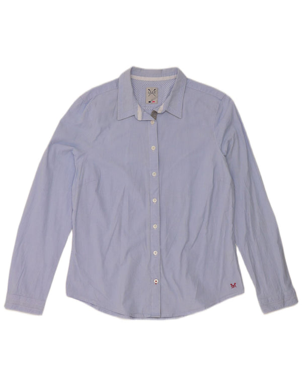 Crew Clothing Camicia da donna UK 16 Grande cotone gessato blu