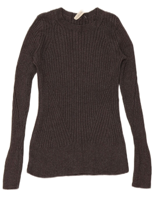 Maglione maglione con scollo a barca da donna Abercrombie & Fitch UK 10 piccolo cotone grigio