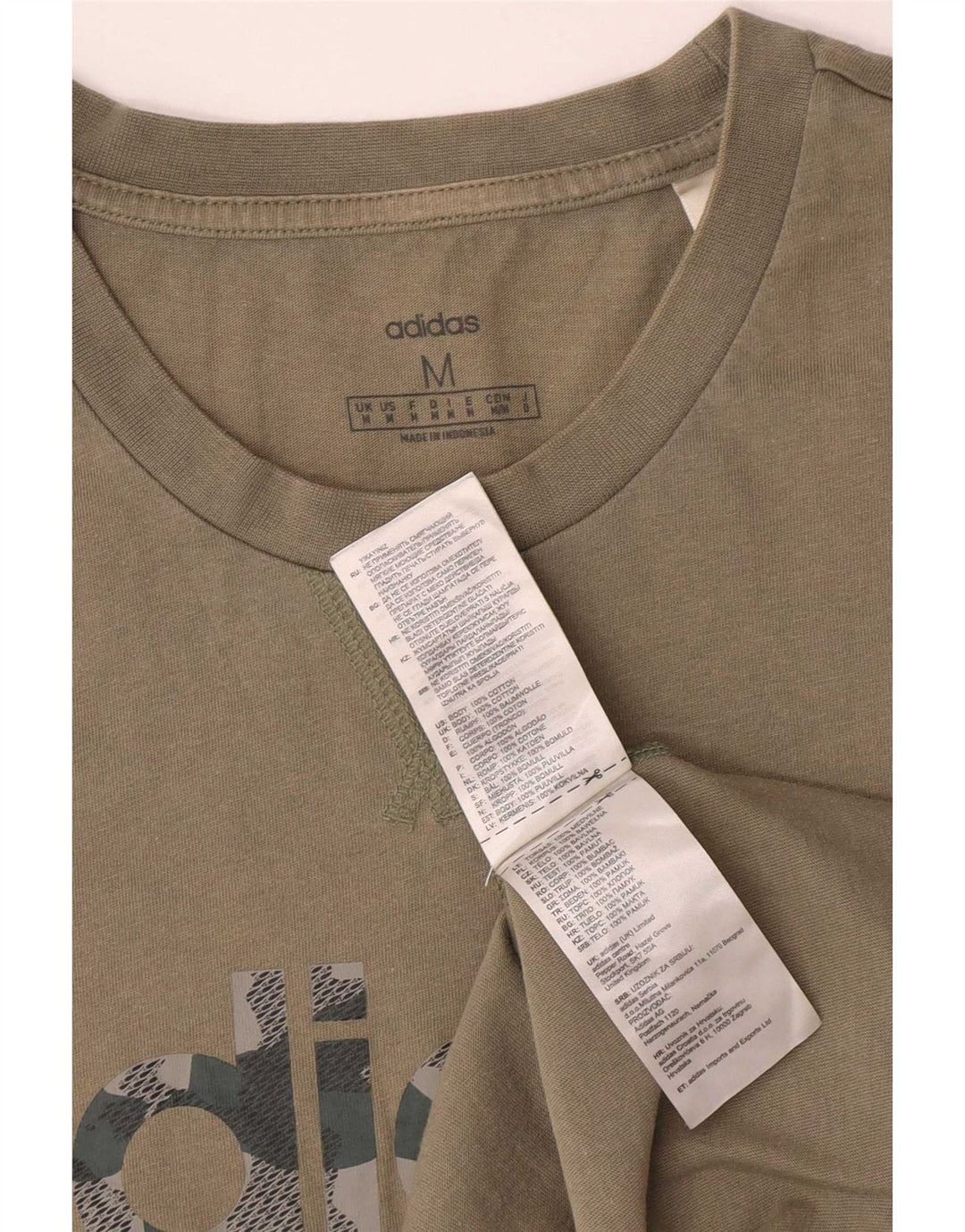 T-shirt grafica da uomo Adidas Top in cotone kaki medio