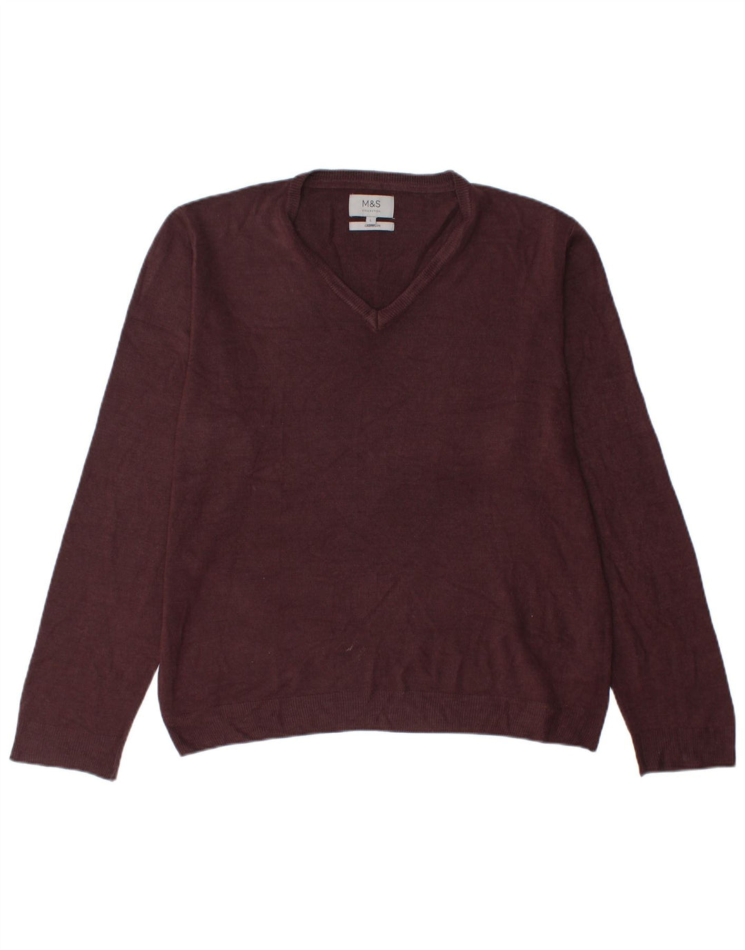 Maglione da uomo con scollo a V Marks & Spencer grande in acrilico bordeaux
