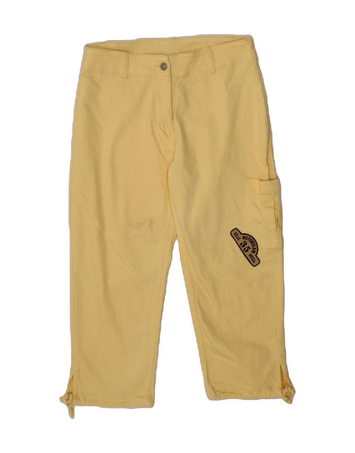 VINTAGE Womens Cargo Capri Jeans Medium W30 L21 Yellow Cotton Vintage Vintage and Second-Hand Vintage from Messina Hembry 
