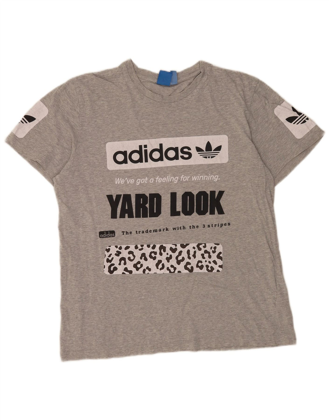 T-shirt grafica da uomo Adidas Top grande in cotone grigio