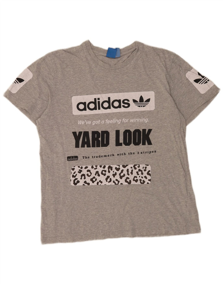 T-shirt grafica da uomo Adidas Top grande in cotone grigio