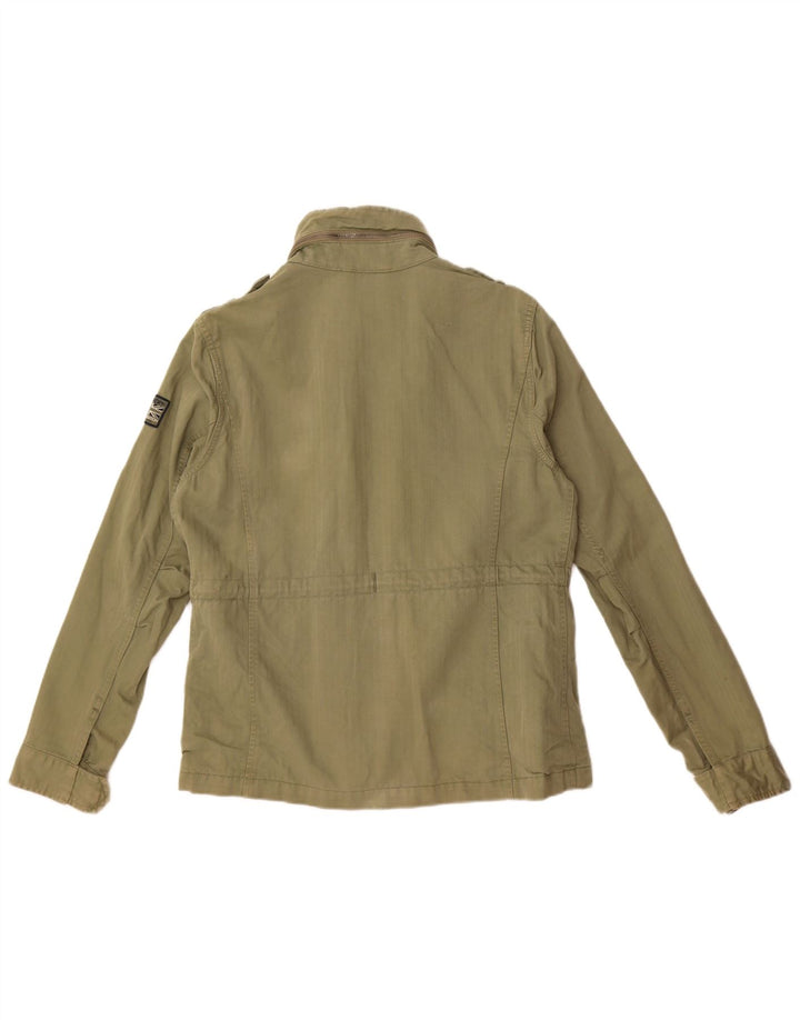 Giacca militare con cappuccio da donna Superdry UK 12 cotone kaki medio