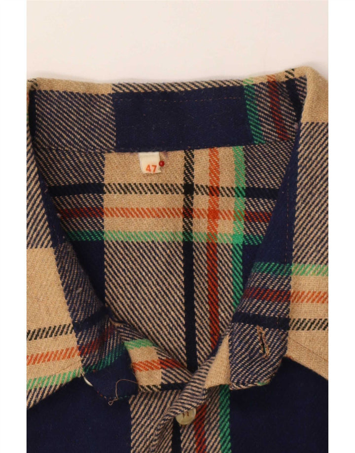 Camicia vintage da uomo in flanella taglia 47 2XL a quadri multicolore