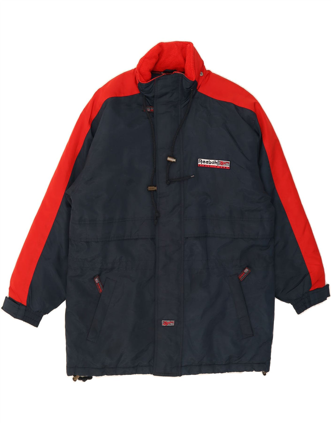 REEBOK Mens Windbreaker Jacket UK 38 Medium Navy Blue Colourblock Vintage Reebok and Second-Hand Reebok from Messina Hembry 