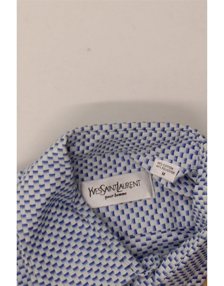 Camicia formale da uomo Yves Saint Laurent in cotone geometrico blu medio