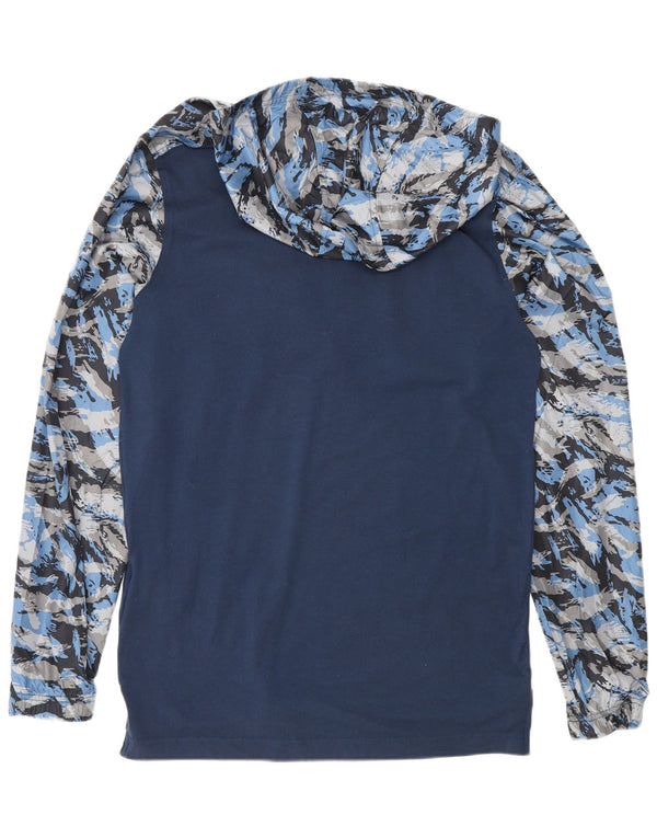 Felpa con cappuccio da uomo Under Armour con cappuccio e zip, piccola, in cotone mimetico blu navy