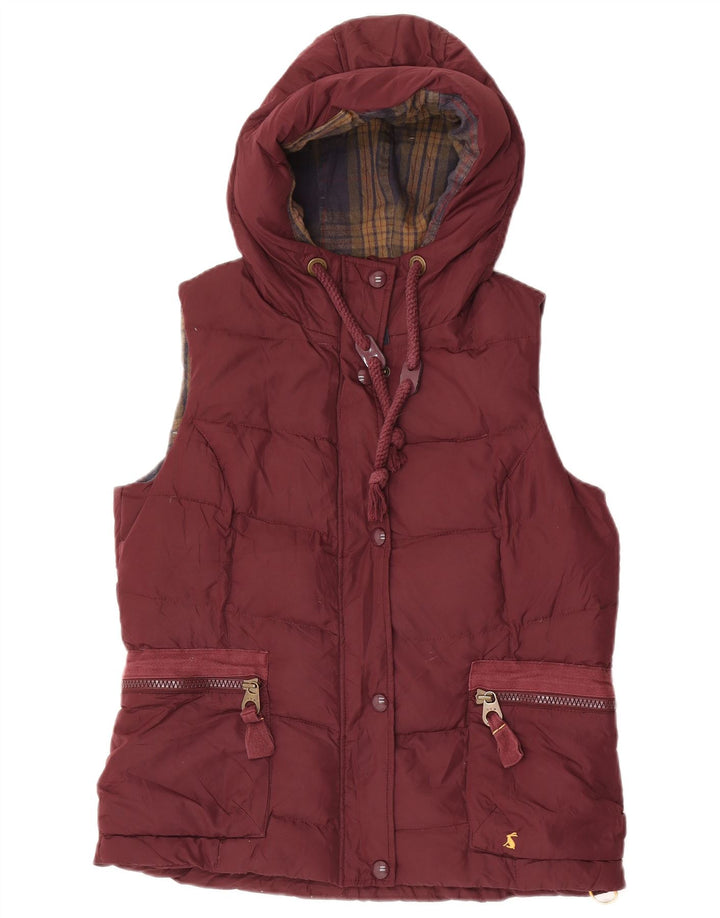 Gilet imbottito con cappuccio da donna Joules UK 14 grande poliestere marrone