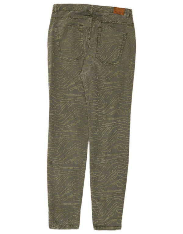 Pantaloni chino slim da donna ZARA EU 34 2XS W24 L27 kaki stampa animalier