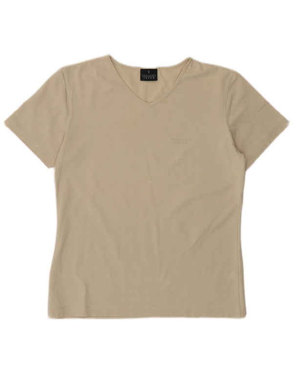 T-Shirt Donna Trussardi Jeans Top UK 16 Large Beige