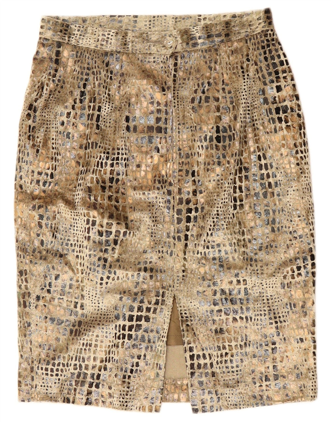 Gonna a tubino vintage da donna W26 piccola stampa animalier beige
