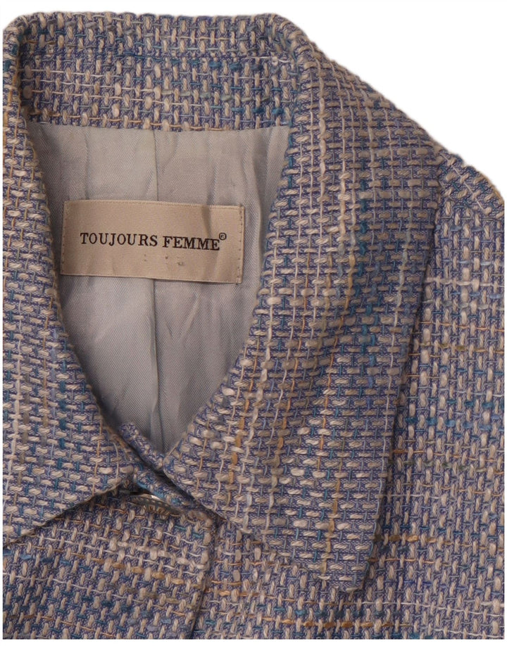 TOUJOURS Giacca blazer a 5 bottoni da donna UK 10 piccola blu