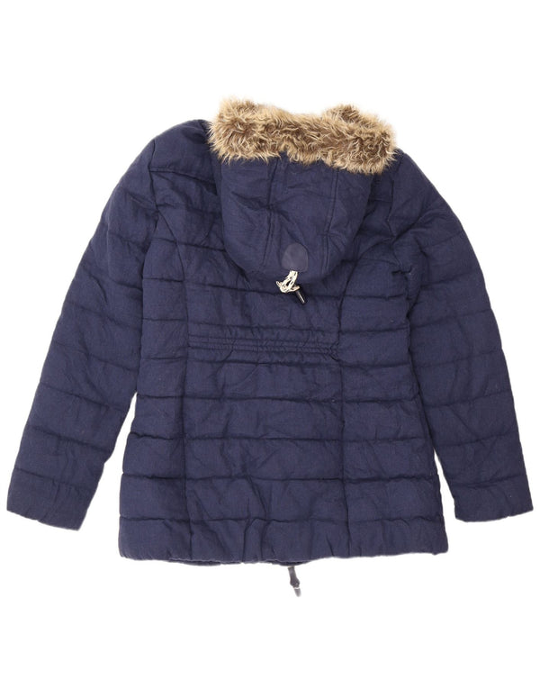 Giacca imbottita con cappuccio da donna Superdry UK 16 Large in acrilico blu navy